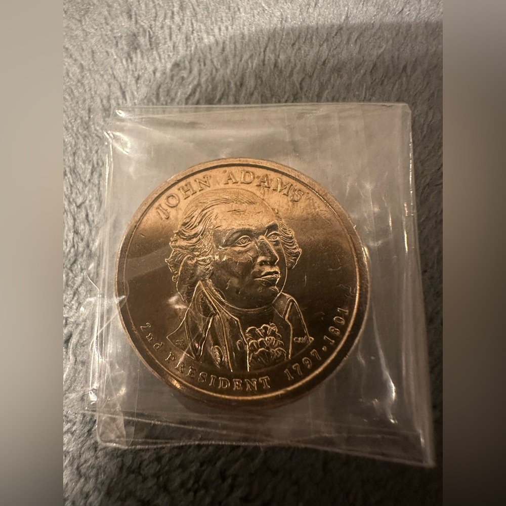 John Adam’s Dollar Coin 2007 p - 2nd President 1797-1801 - Gold Colored